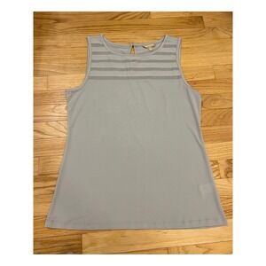 Banana Republic Sleeveless Sheer Stripe Tank Top Light Blue Size L